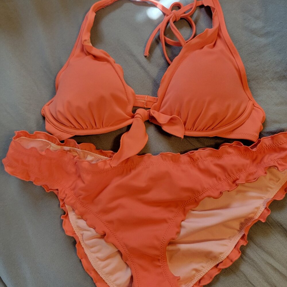 VS Swim "The Ruffle Cheeky" Bikini Set in Neon Nectar